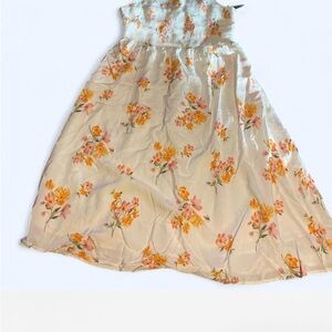 Old Navy Strapless Dress - Cream with Orange Floral